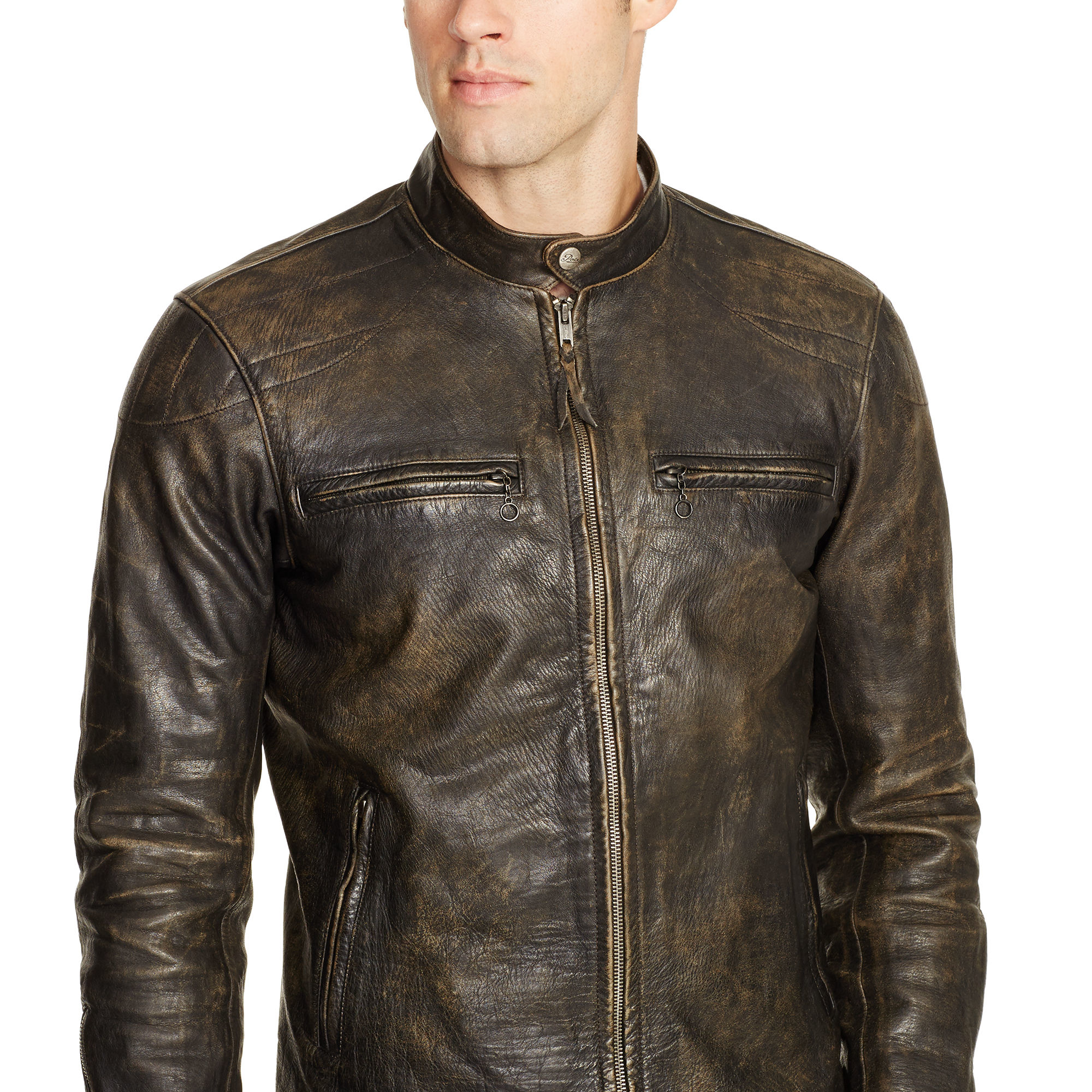 Polo Ralph Lauren Leather Café Racer Jacket In Black For Men Lyst Gallery