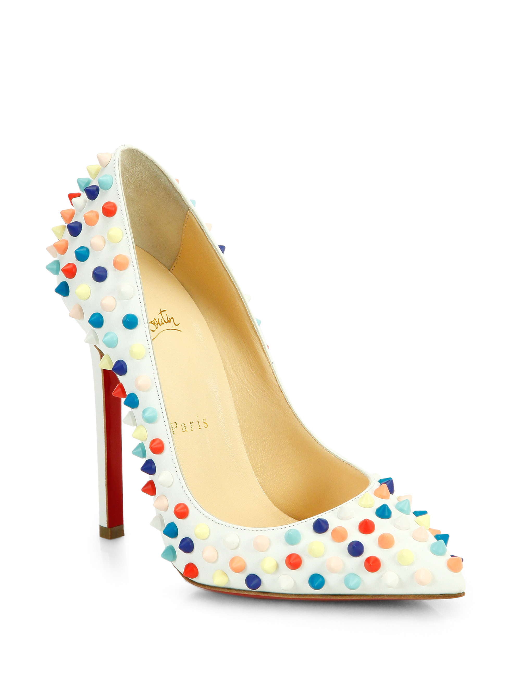 louboutin shoe price - Christian louboutin Pigalle 120 Multicolor Spiked Leather Pumps in ...