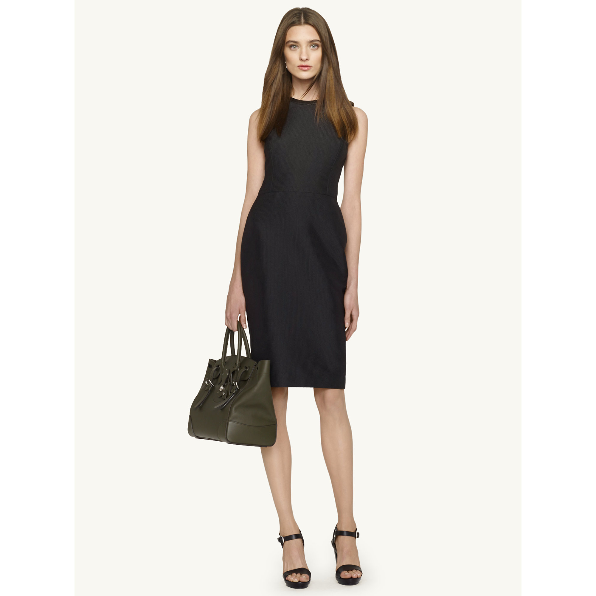 Lyst Ralph Lauren Black Label Leather Trim Cate Dress In Gallery