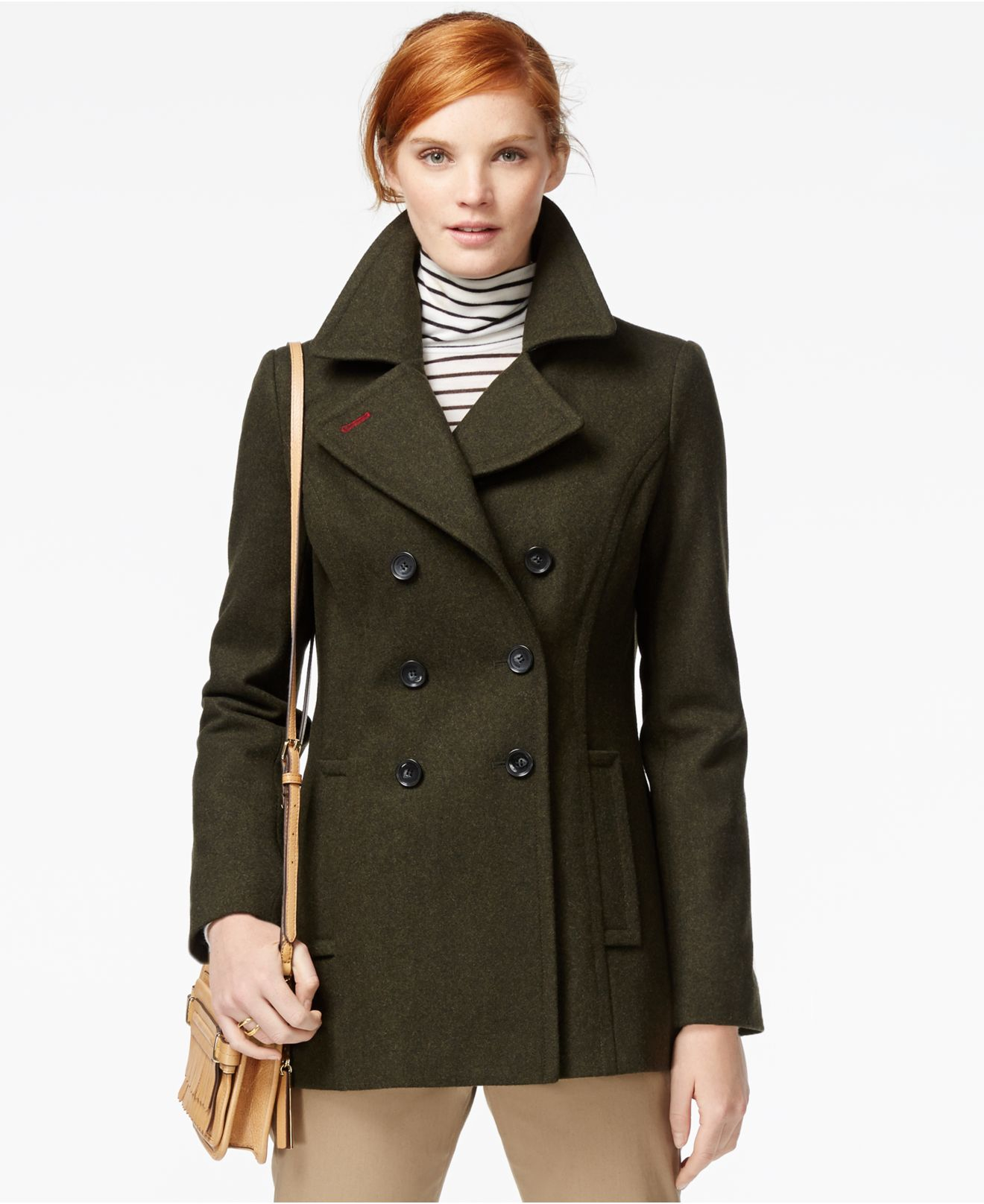 Tommy hilfiger Classic Peacoat in Green (Heather Olive) | Lyst