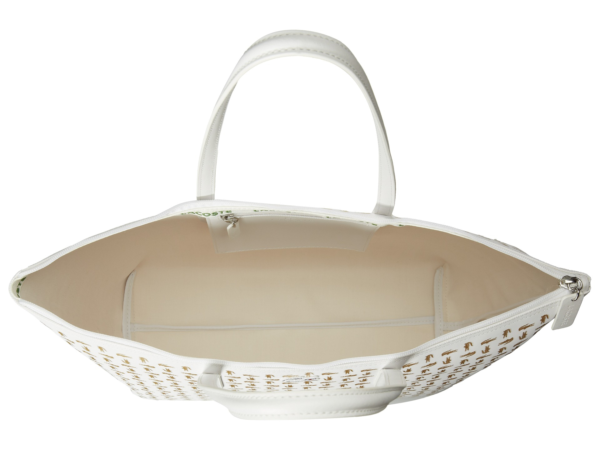 Lacoste L.12.12 Metallic Concept Croc Horizontal Tote Bag in White Lyst