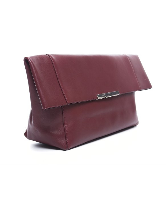 Cline Pre-Owned Marsala Leather Folded Clutch in Red | Lyst  