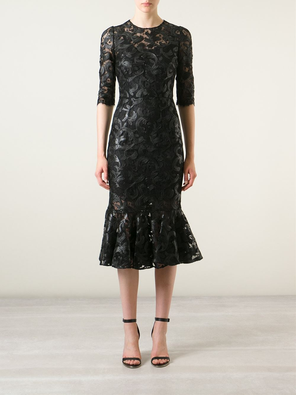 Lyst Dolce And Gabbana Brocade Lace Dress In Black