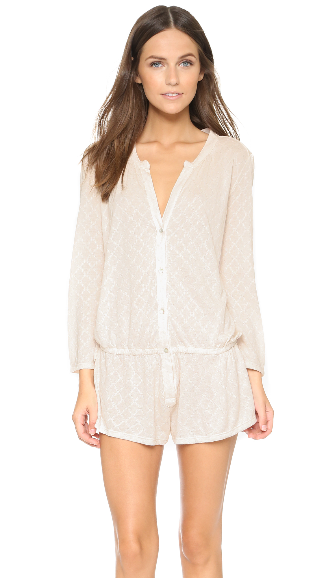 Lyst Eberjey Earl Pajama Romper Sugar in Natural
