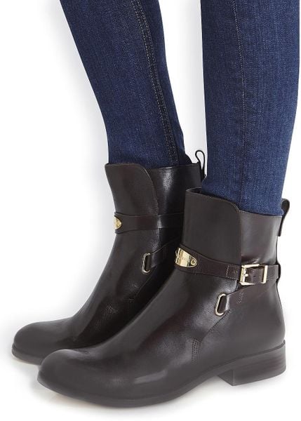 Michael Kors Arley Brown Leather Ankle Boots in Brown | Lyst