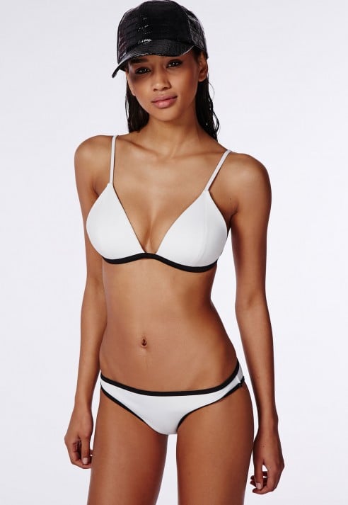 white contrast trim triangle bra zone