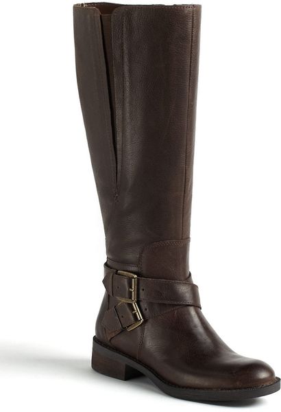 Enzo Angiolini Carly Leather Tall Boots in Brown (Dark Brown) | Lyst