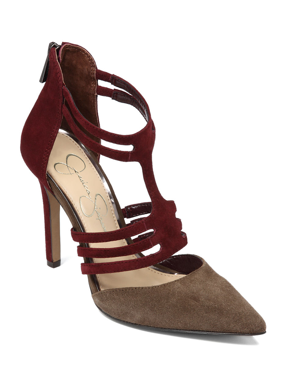 Jessica simpson Clementh Two-Tone Leather Stilettos in Brown | Lyst