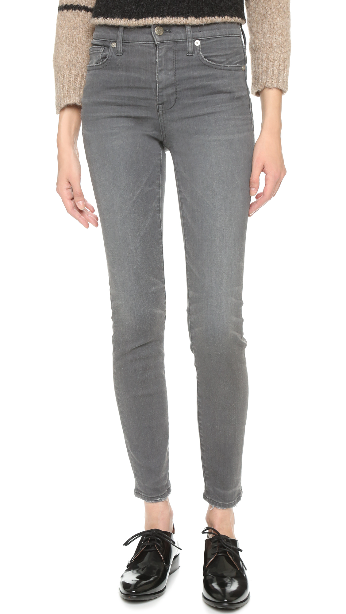 Lyst - Madewell High Riser Skinny Jeans - Dusty Grey in Gray