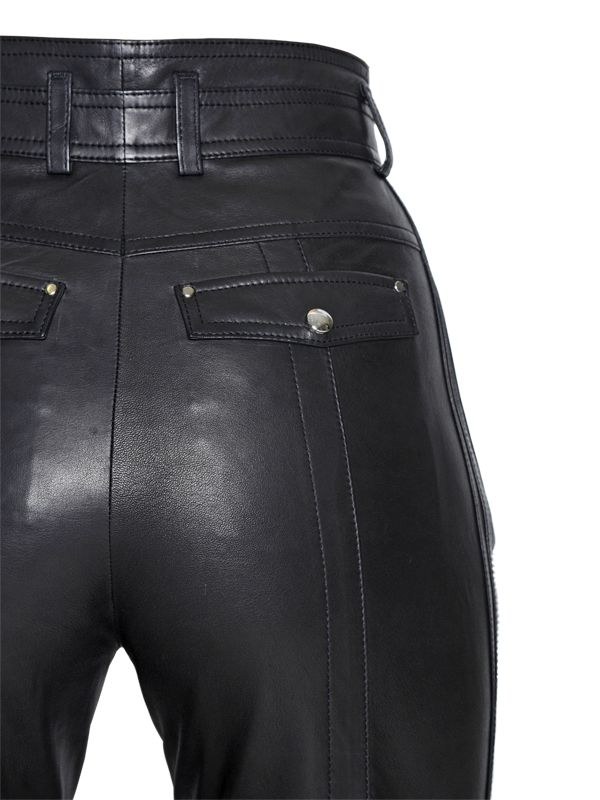 leather high waisted trousers