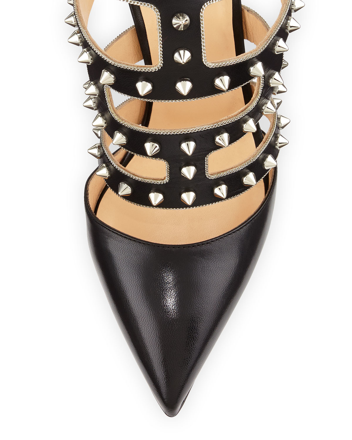 louboutin copy - Christian louboutin Tchikaboum Studded Red Sole Pump in Silver ...