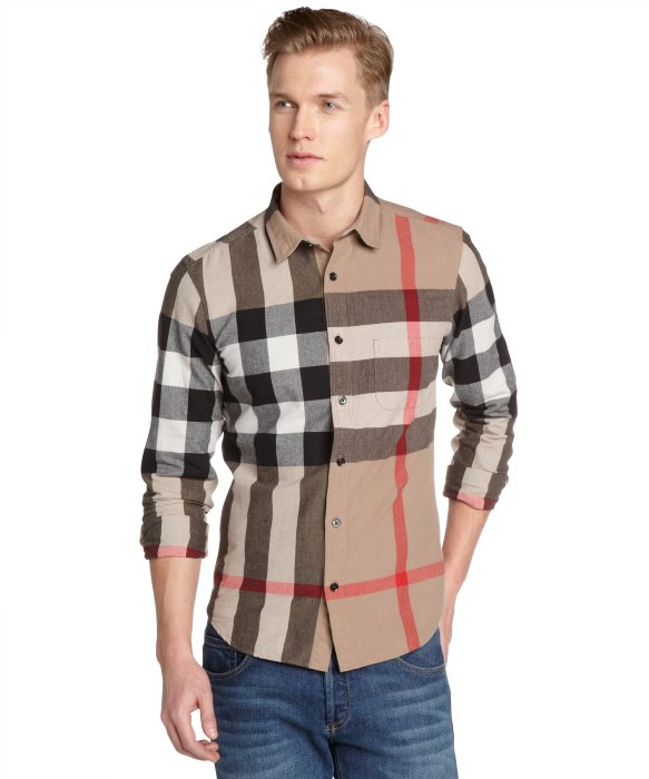 Lyst - Burberry Brown And Black And Red House Check Cotton Long Sleeve ...