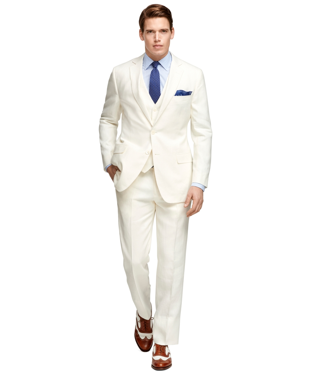 Brooks brothers Fitzgerald Fit Three-piece Linen Suit in White for Men ...