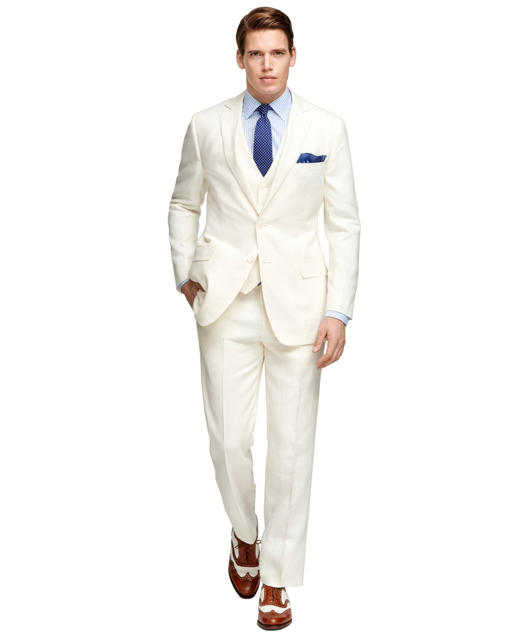 Brooks brothers Fitzgerald Fit Threepiece Linen Suit in White for Men