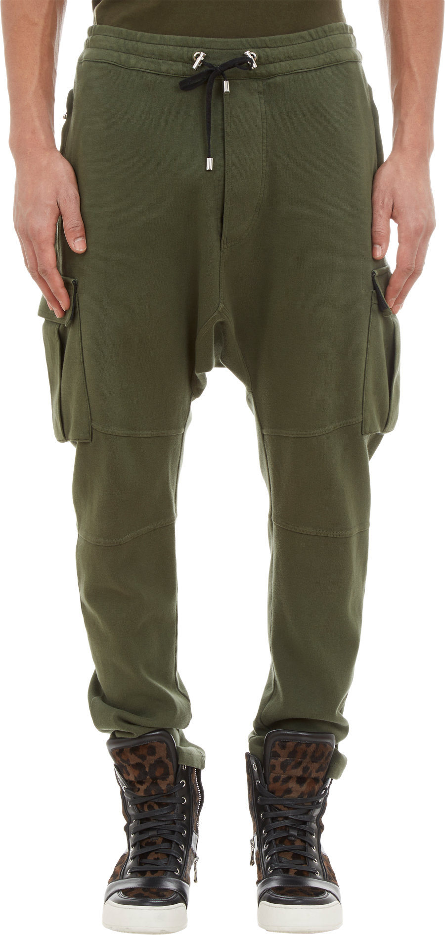 Balmain Fleece Droprise Sweatpants in Green for Men | Lyst