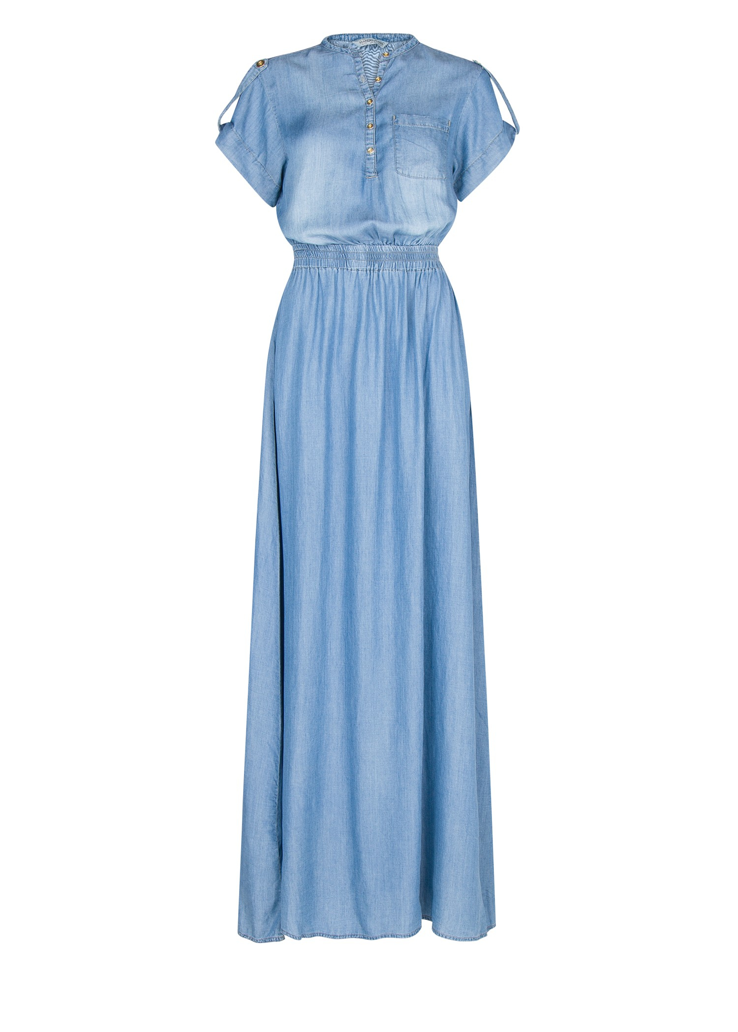 Mango Tencel Long Dress in Blue (Medium Denim) | Lyst