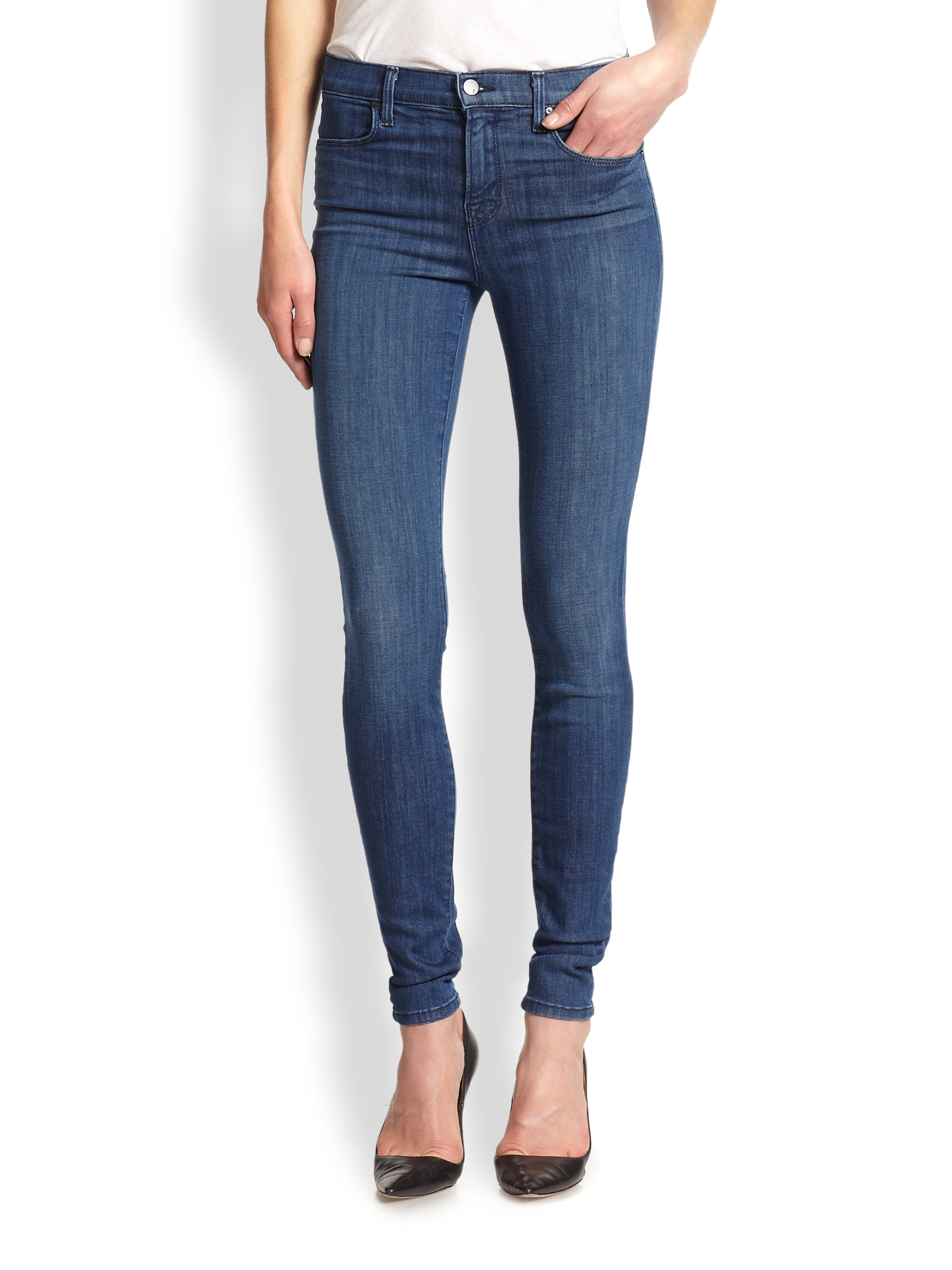 J Brand Maria High-Rise Skinny Jeans in Blue (LOW) | Lyst