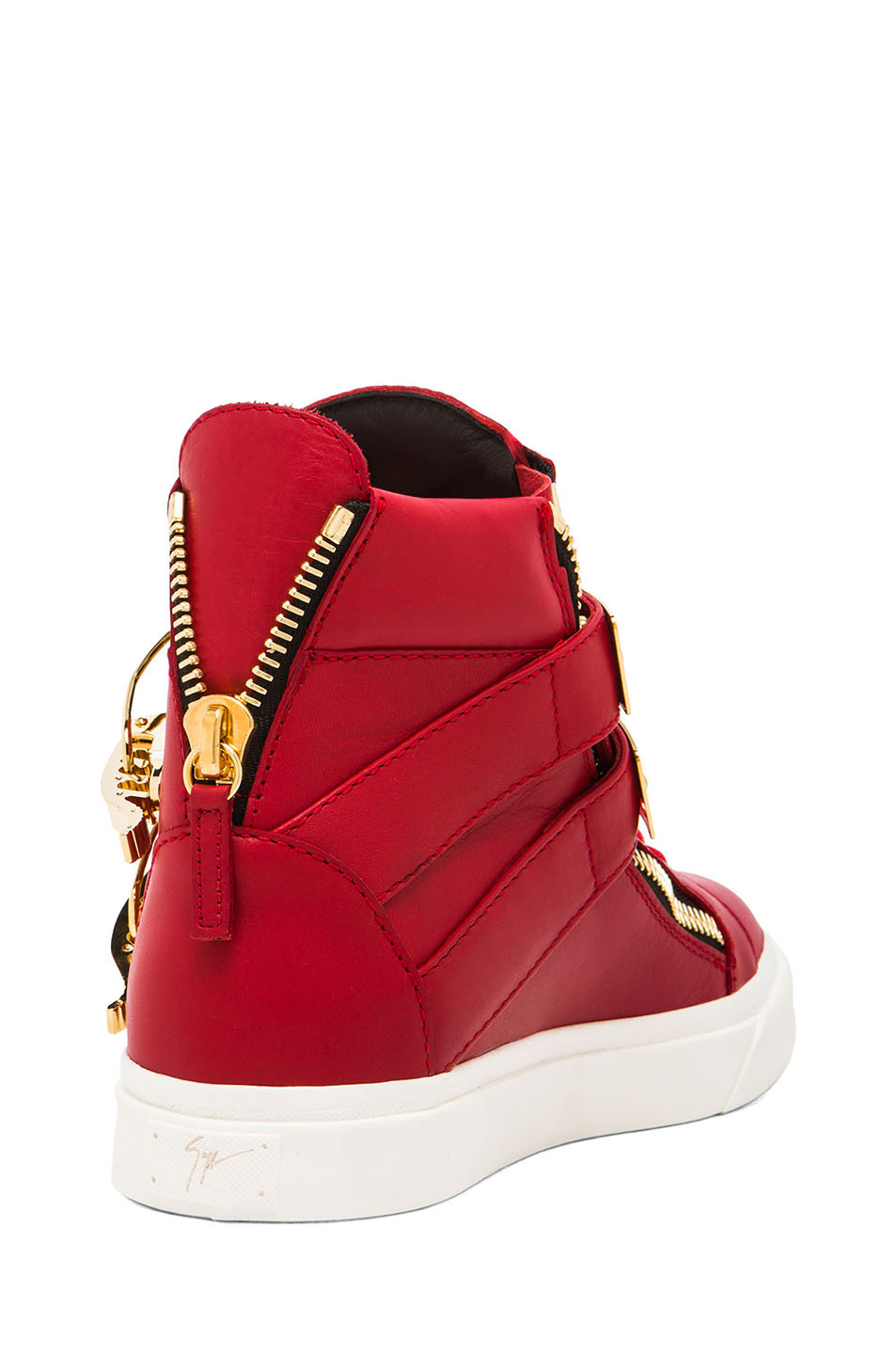 Lyst - Giuseppe Zanotti Buckled London Leather Sneakers in Red