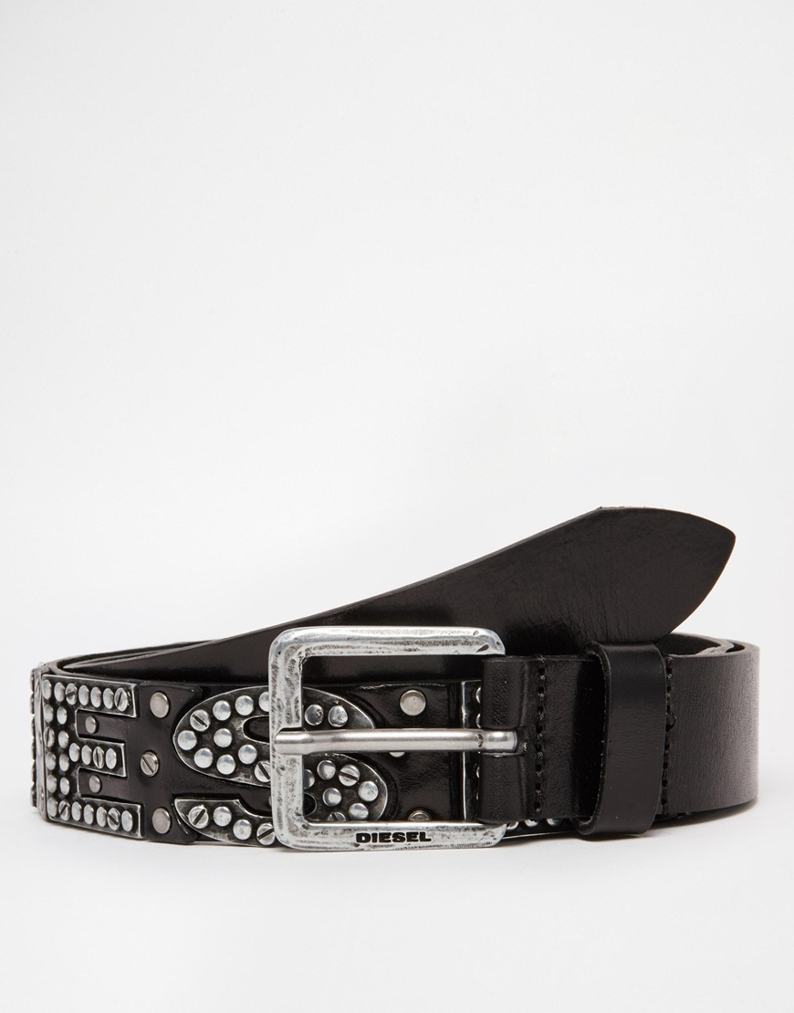 Lyst - Diesel Bakami Studded Leather Belt in Black for Men