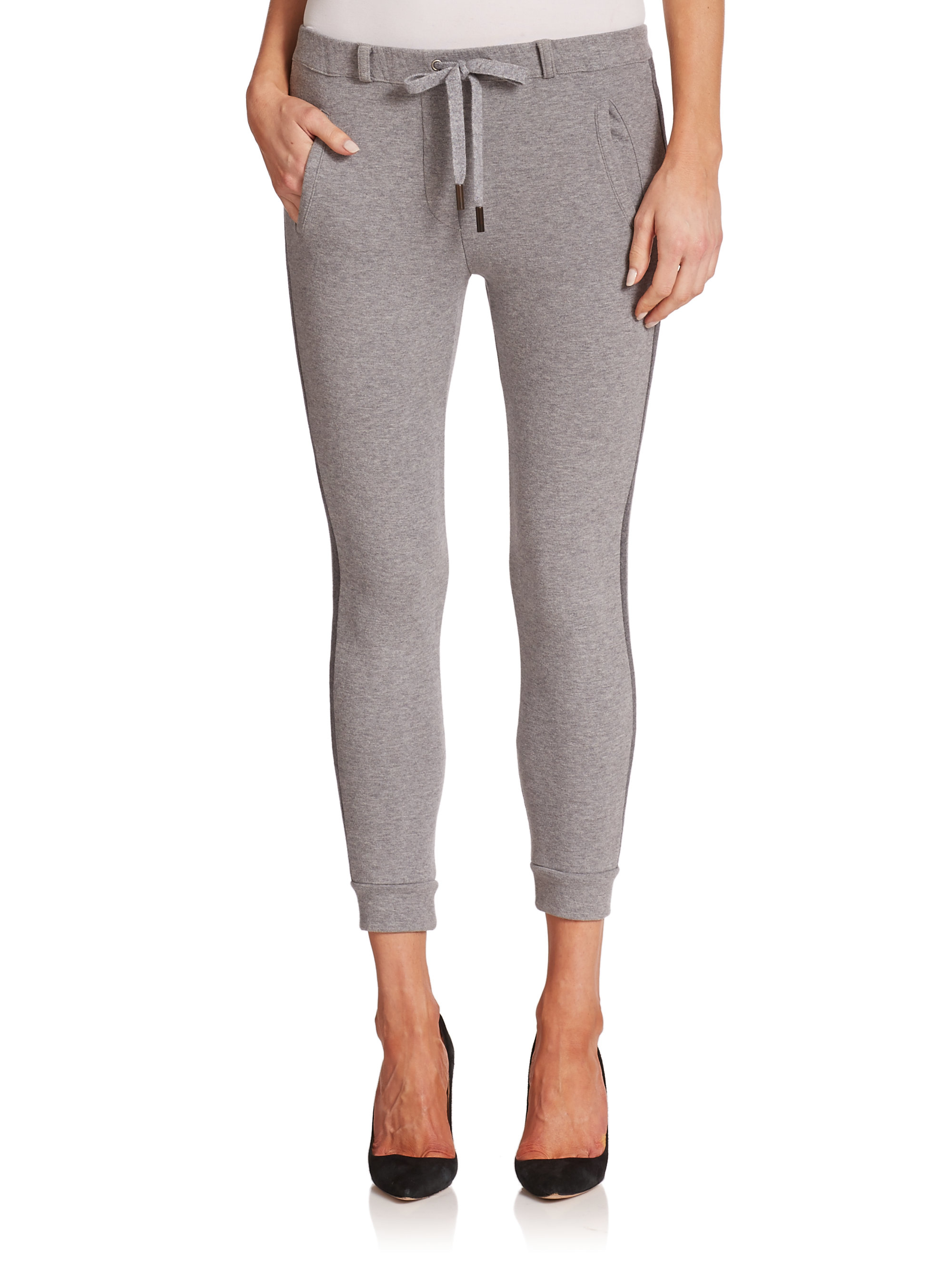 Eleventy Contrast-striped Cotton Jogger Pants in Gray (grey mix) - Save ...