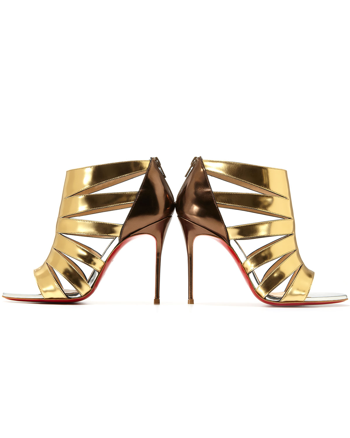 red louboutins men - Christian louboutin Beauty K Metallic Cage Red Sole Sandal in Gold ...