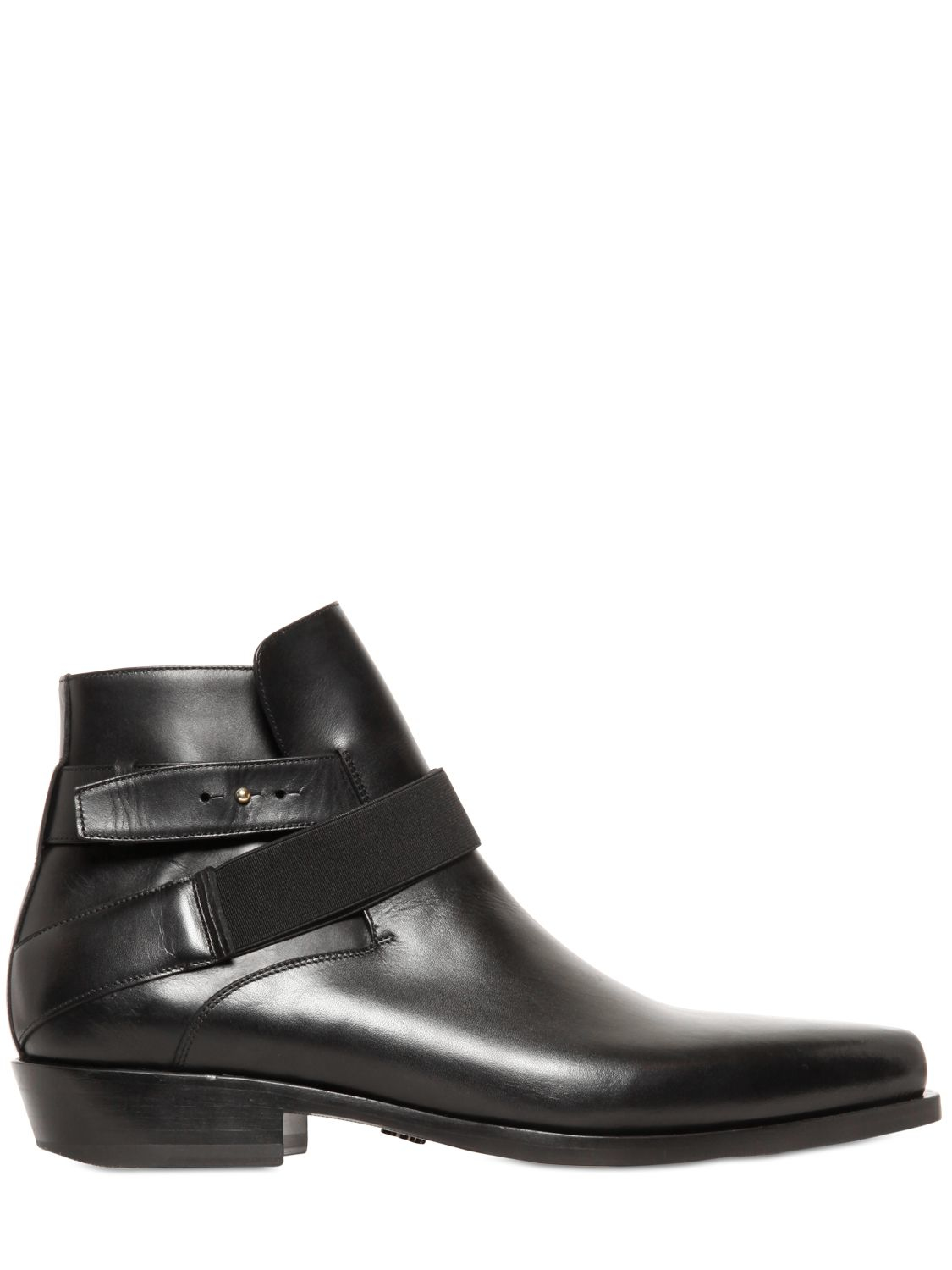 roberto cavalli side buckle leather boots