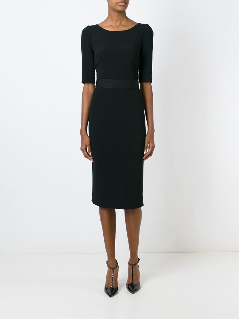Lyst - Dolce & Gabbana Fitted Midi Dress in Black