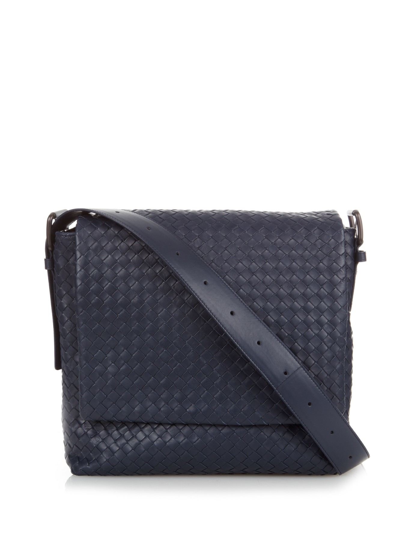 Bottega Veneta Intrecciato Leather Messenger Bag in Blue for Men - Lyst