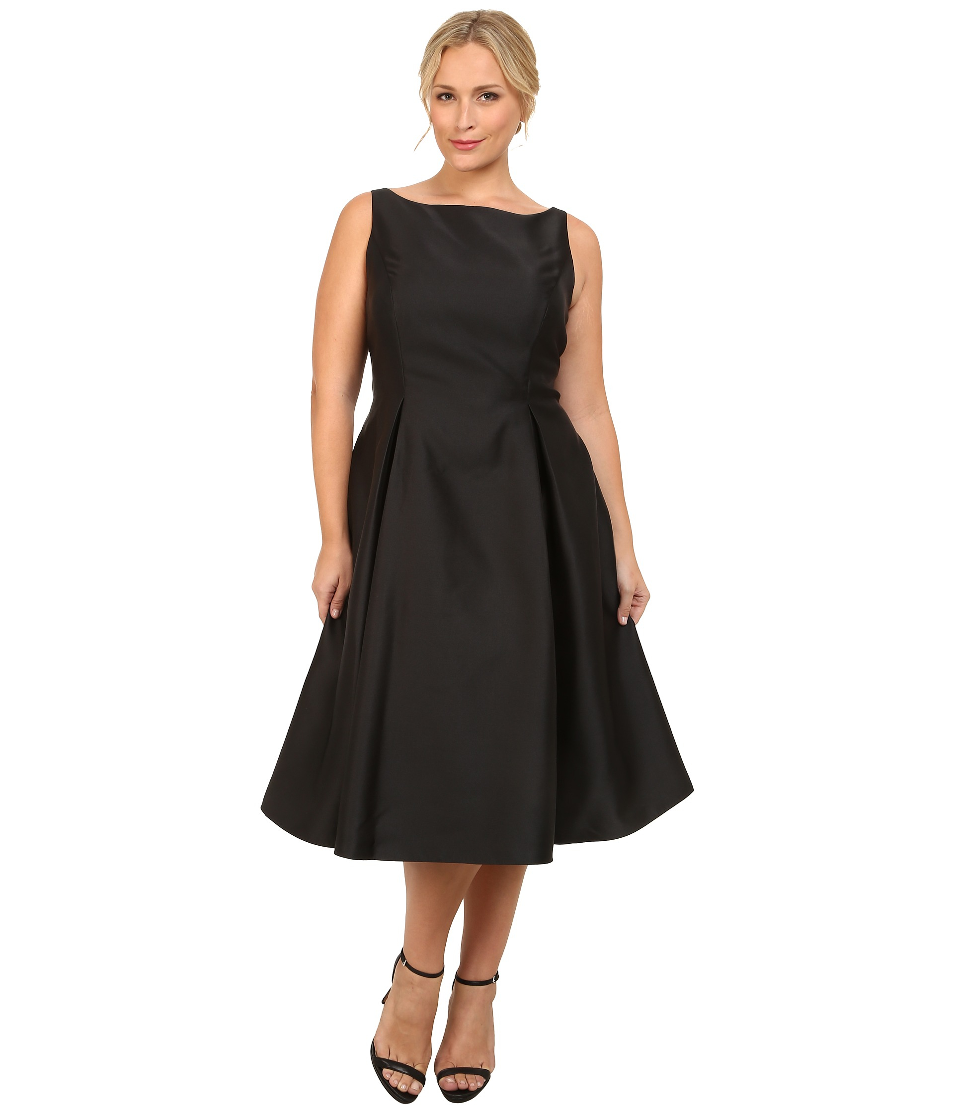 Lyst - Adrianna Papell Plus Size Sleeveless Tea Length Dress in Black