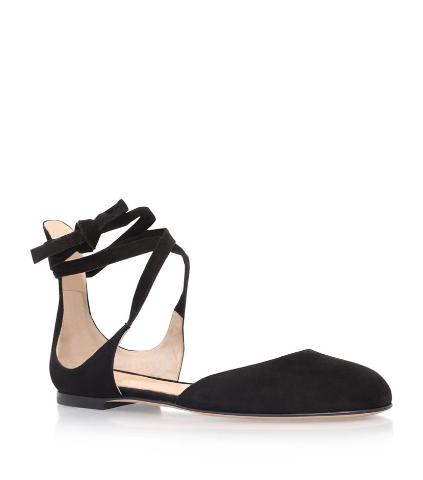 Gianvito rossi Pina Suede Ballet Flats in Black | Lyst
