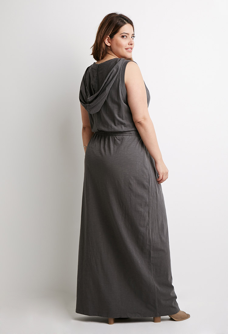 plus size hooded maxi dress