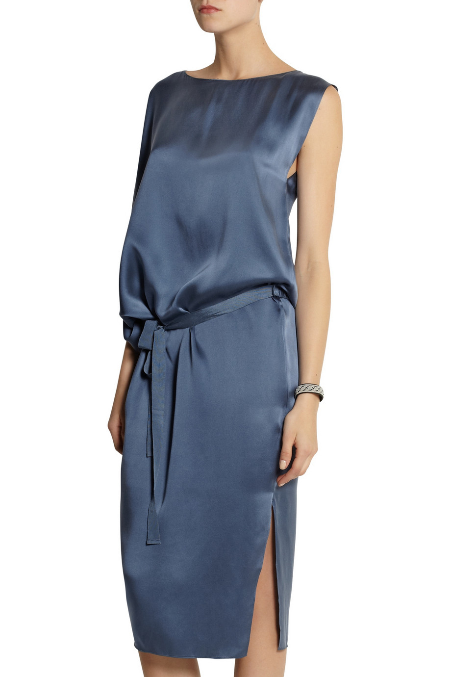 Day birger et mikkelsen Draped Asymmetric Silk-satin Dress in Blue | Lyst