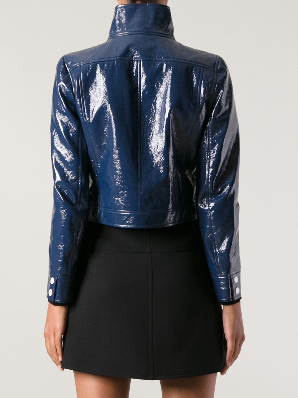 Courreges Patent Cropped Jacket in Blue - Lyst