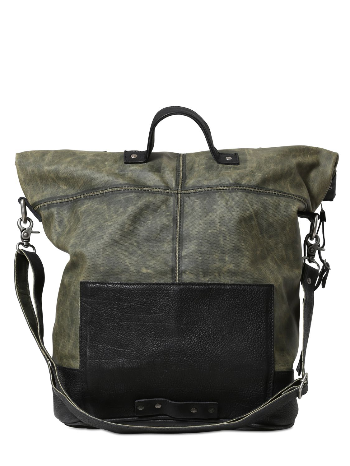 A.s.98 Waxed Canvas & Leather Backpack in Green for Men - Lyst