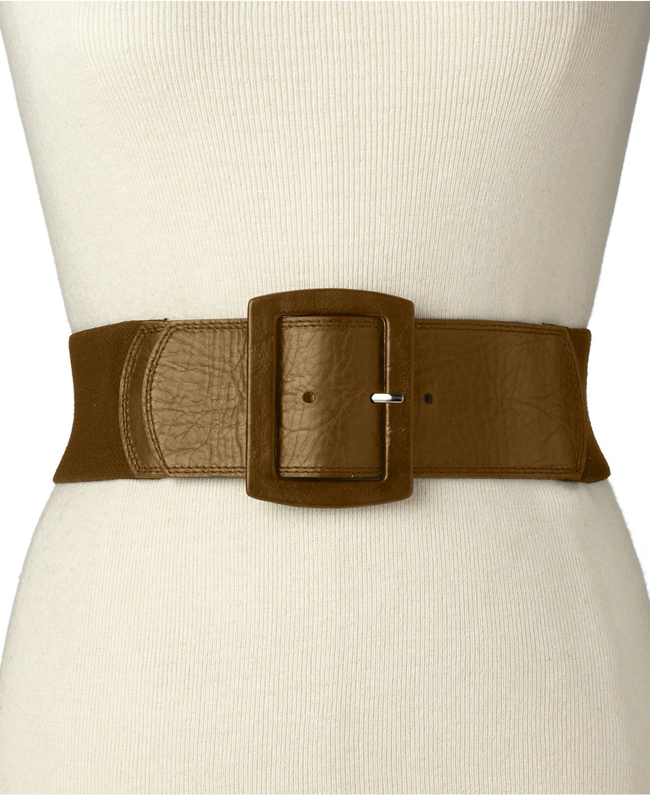 Lyst - Calvin klein Leather Tab Stretch Belt in Brown