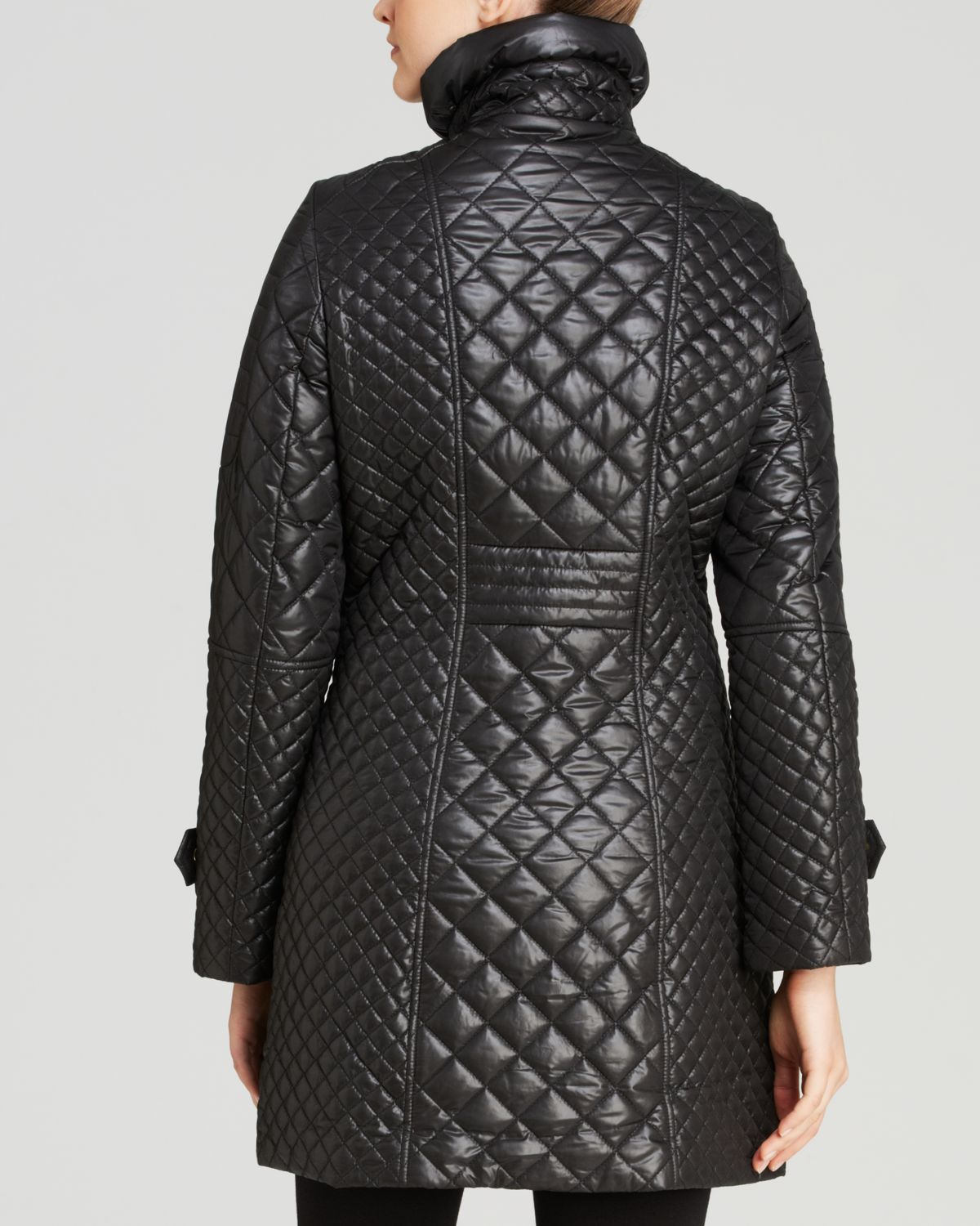 Via Spiga | Black Zip Front Quilted Coat | Lyst