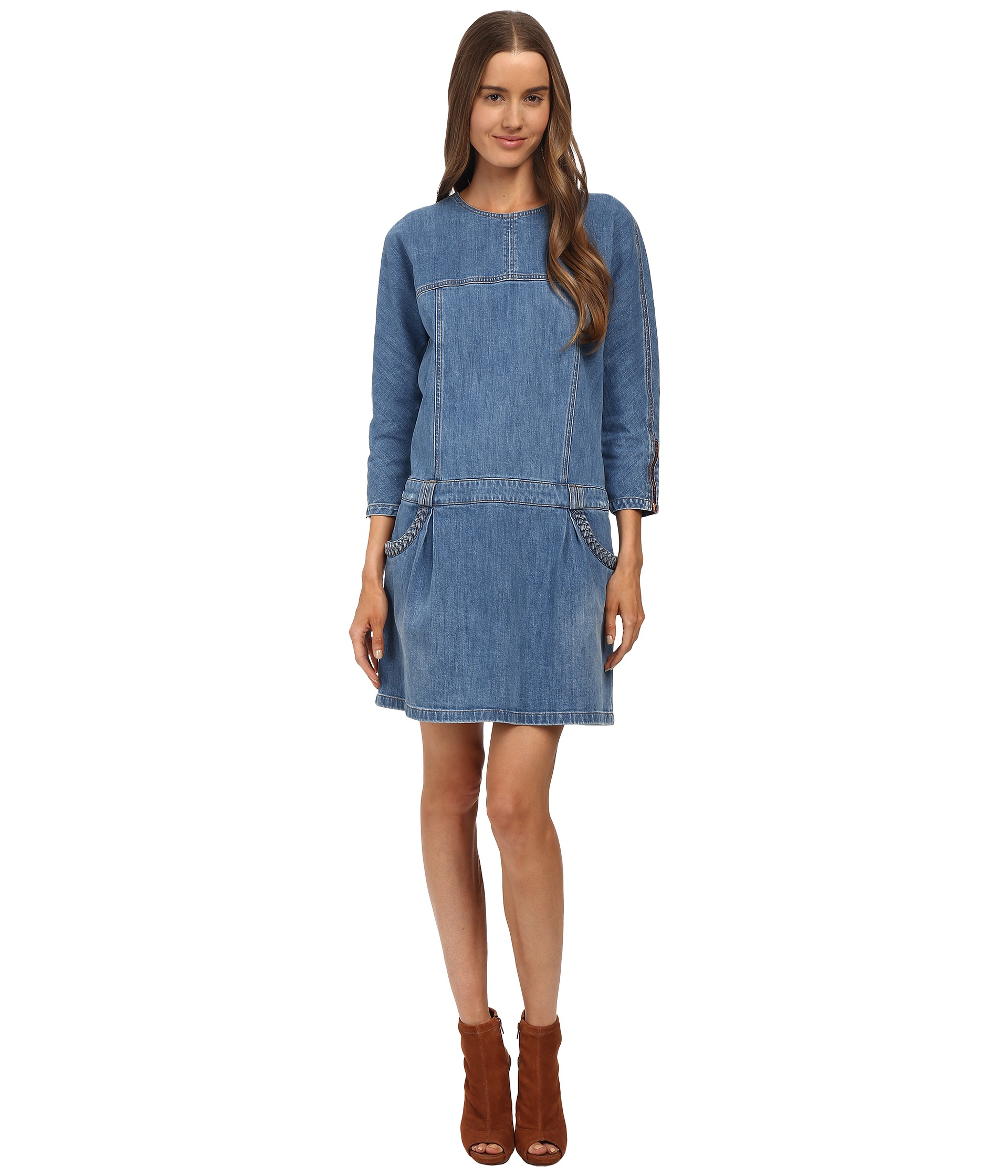 Lyst See By Chloé Long Sleeve Denim Dress in Blue