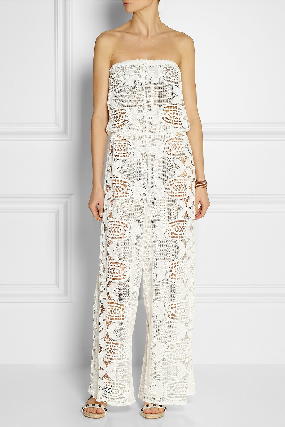 Lyst - Miguelina Piper Crocheted Cotton-Lace Jumpsuit in White