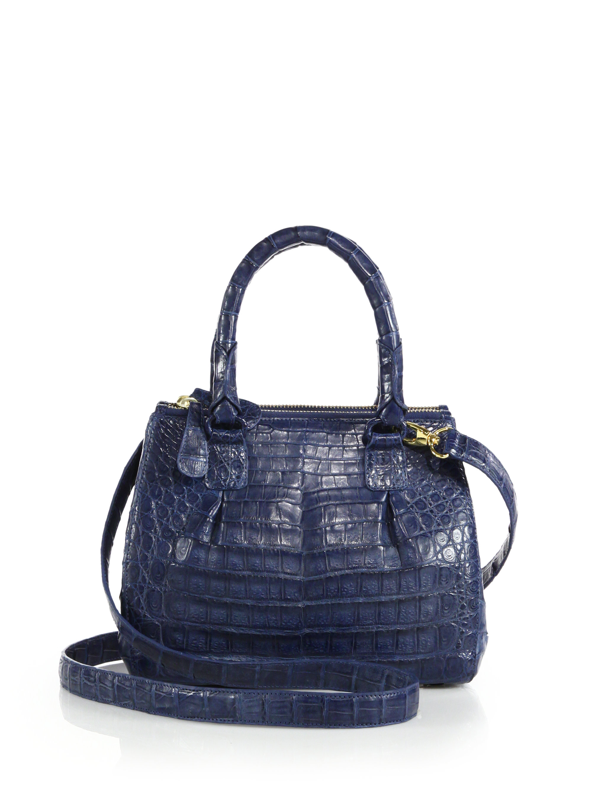 Nancy gonzalez Crocodile Mini Pliss & #233 Crossbody Bag in Blue (DENIM ...