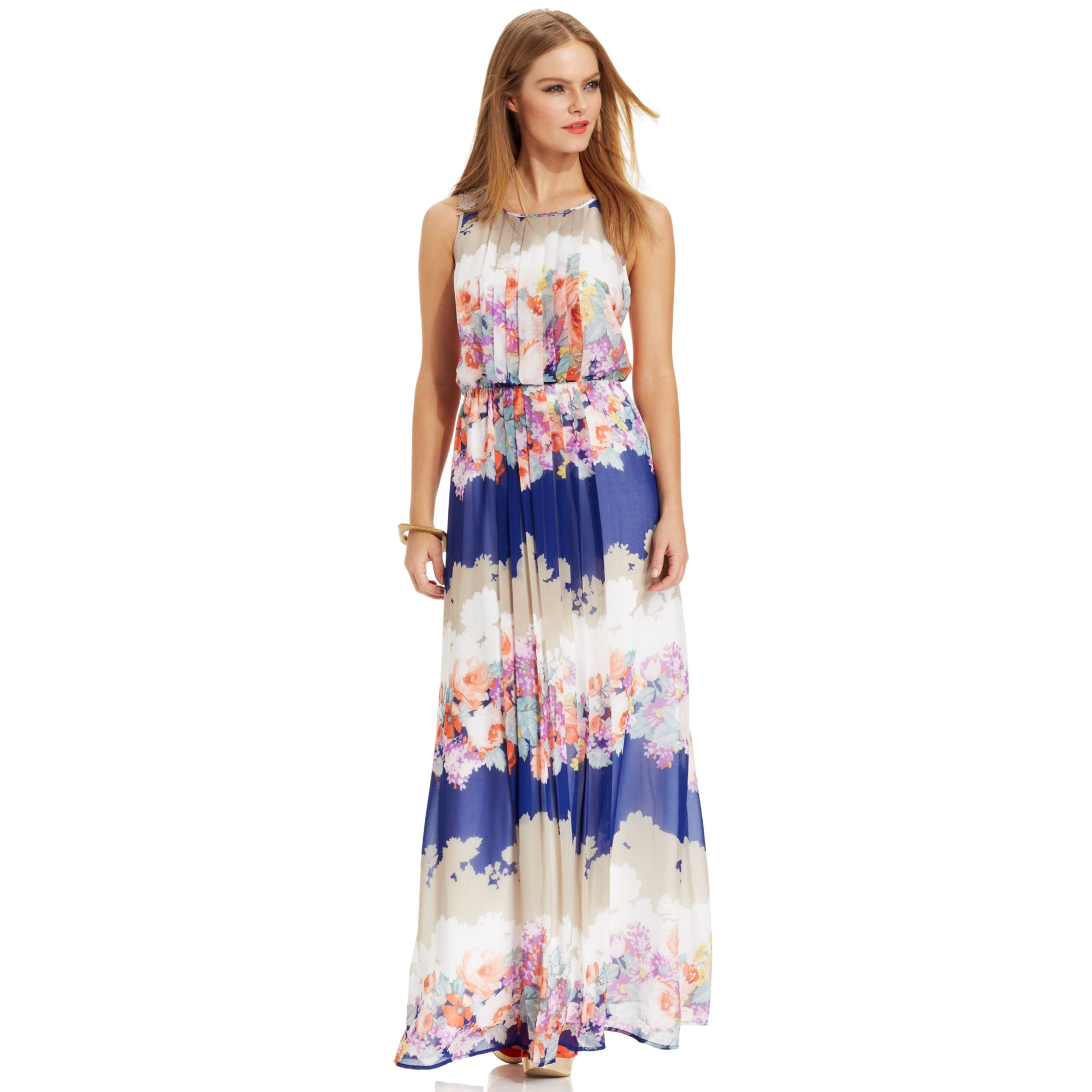 Lyst - Jessica Simpson Laceback Floral Blouson Maxi Dress
