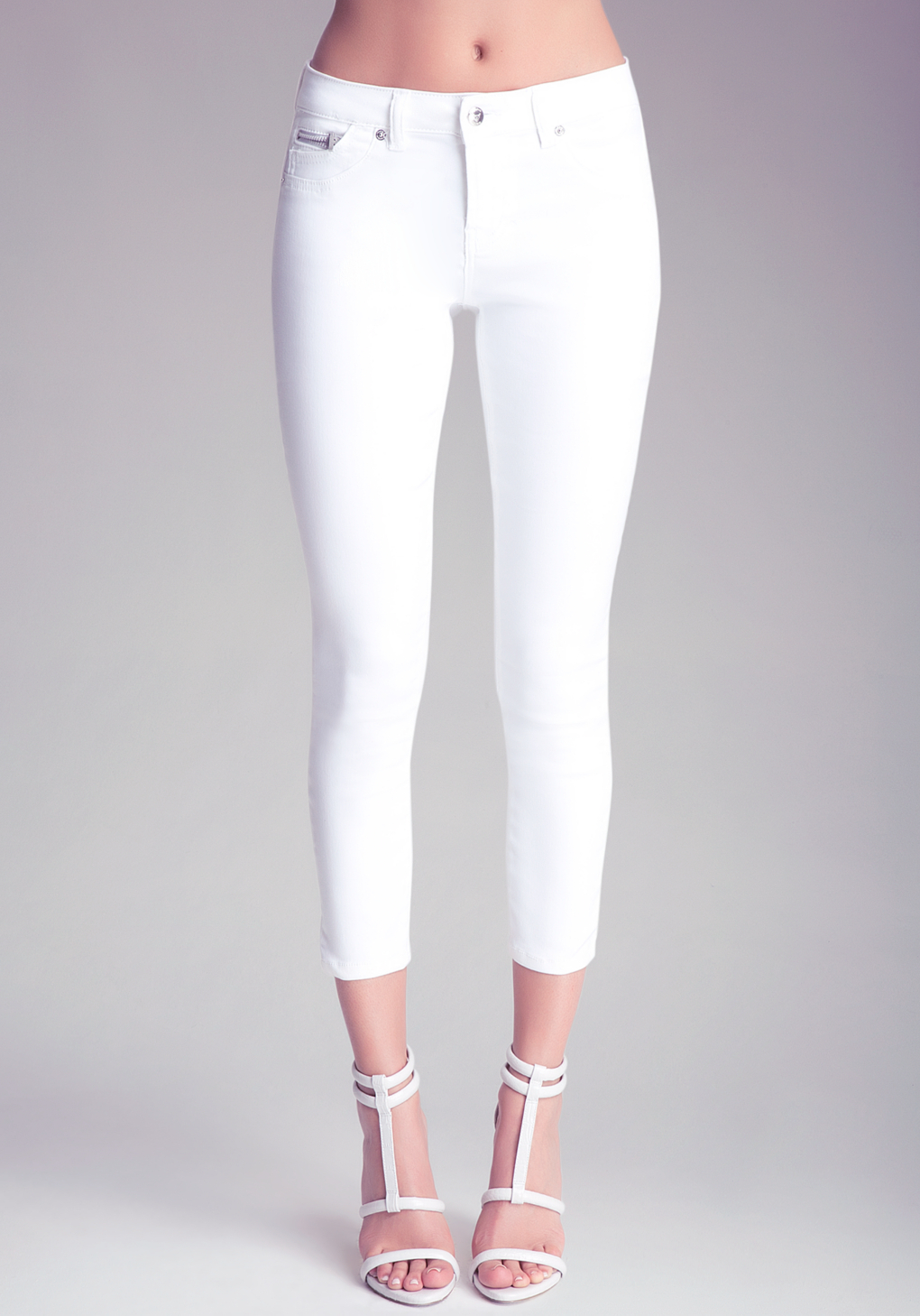 Lyst Bebe Zip Pocket Capris in White