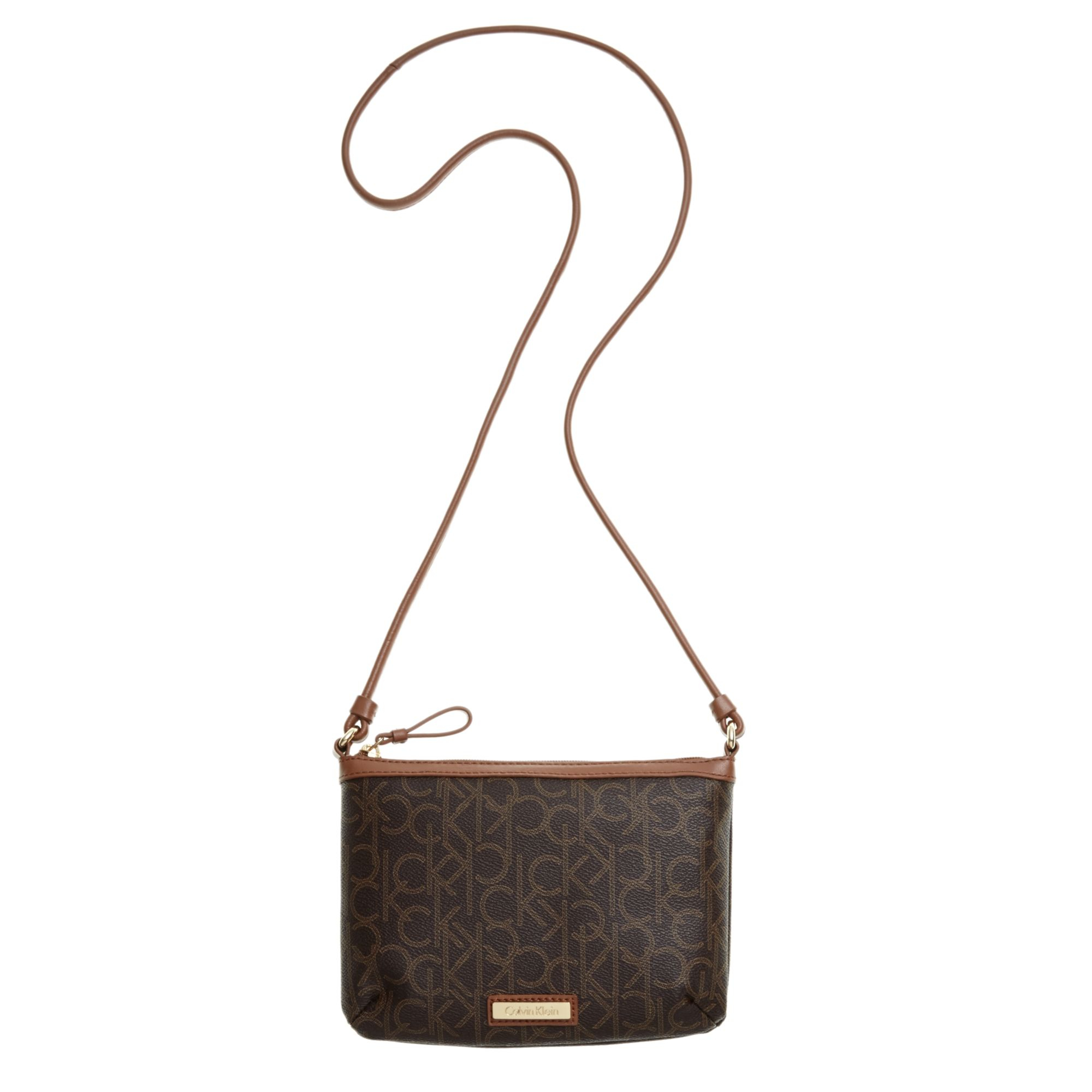 Calvin Klein Key Items Ck Monogram Crossbody in Brown (Brown/Khaki ...