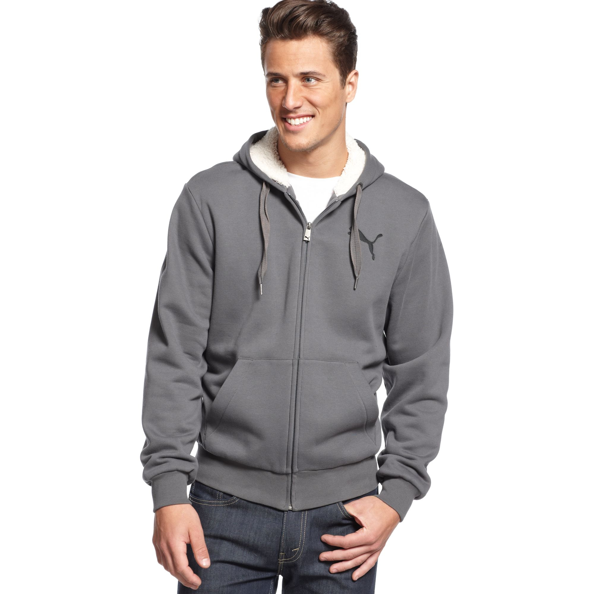 Lyst Puma Sherpalined Hoodie  Jacket  in Gray for Men