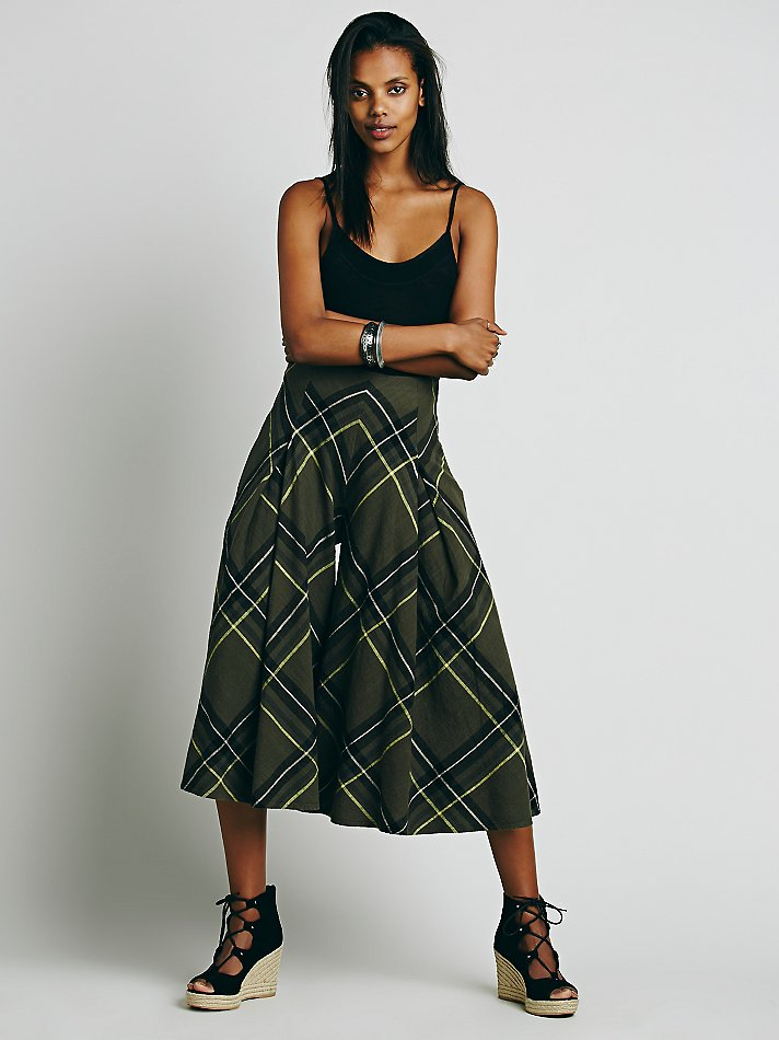 Lyst - Free People Womens Newport Plaid Culottes in Green