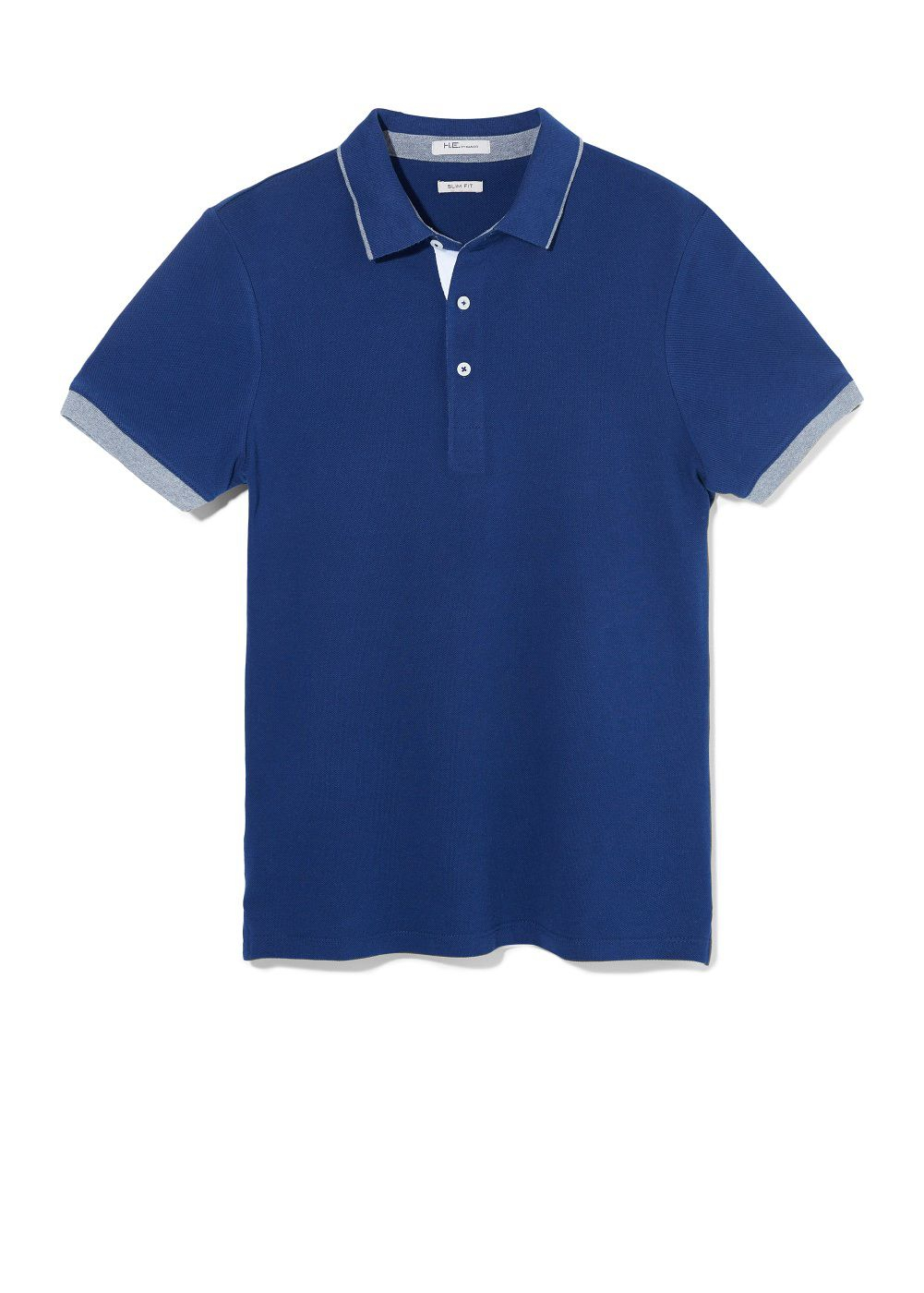 Mango Plain Crew Neck Regular Fit Polo Shirt in Blue for Men | Lyst