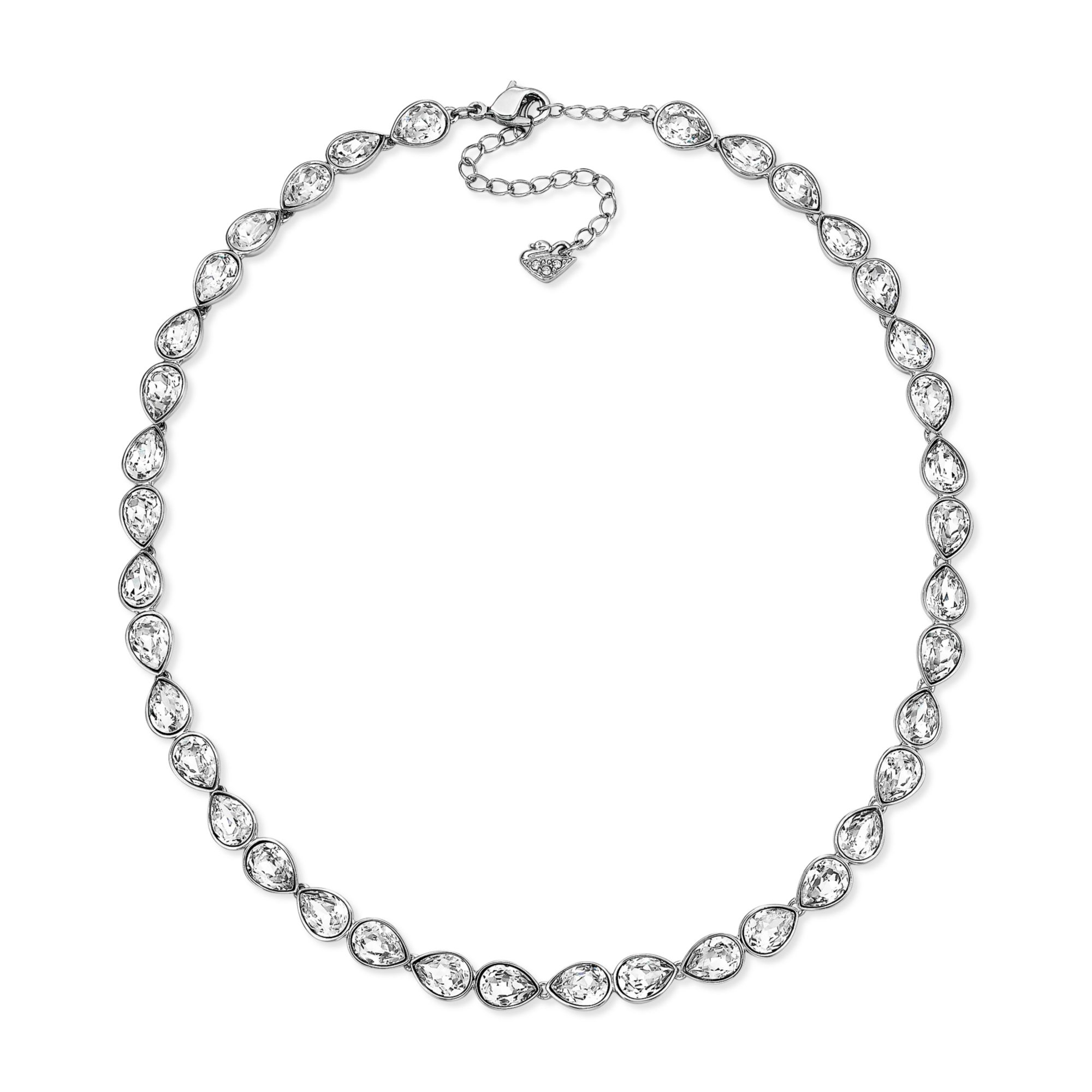 Swarovski Rhodium-Plated Crystal Teardrop Collar Necklace in White | Lyst