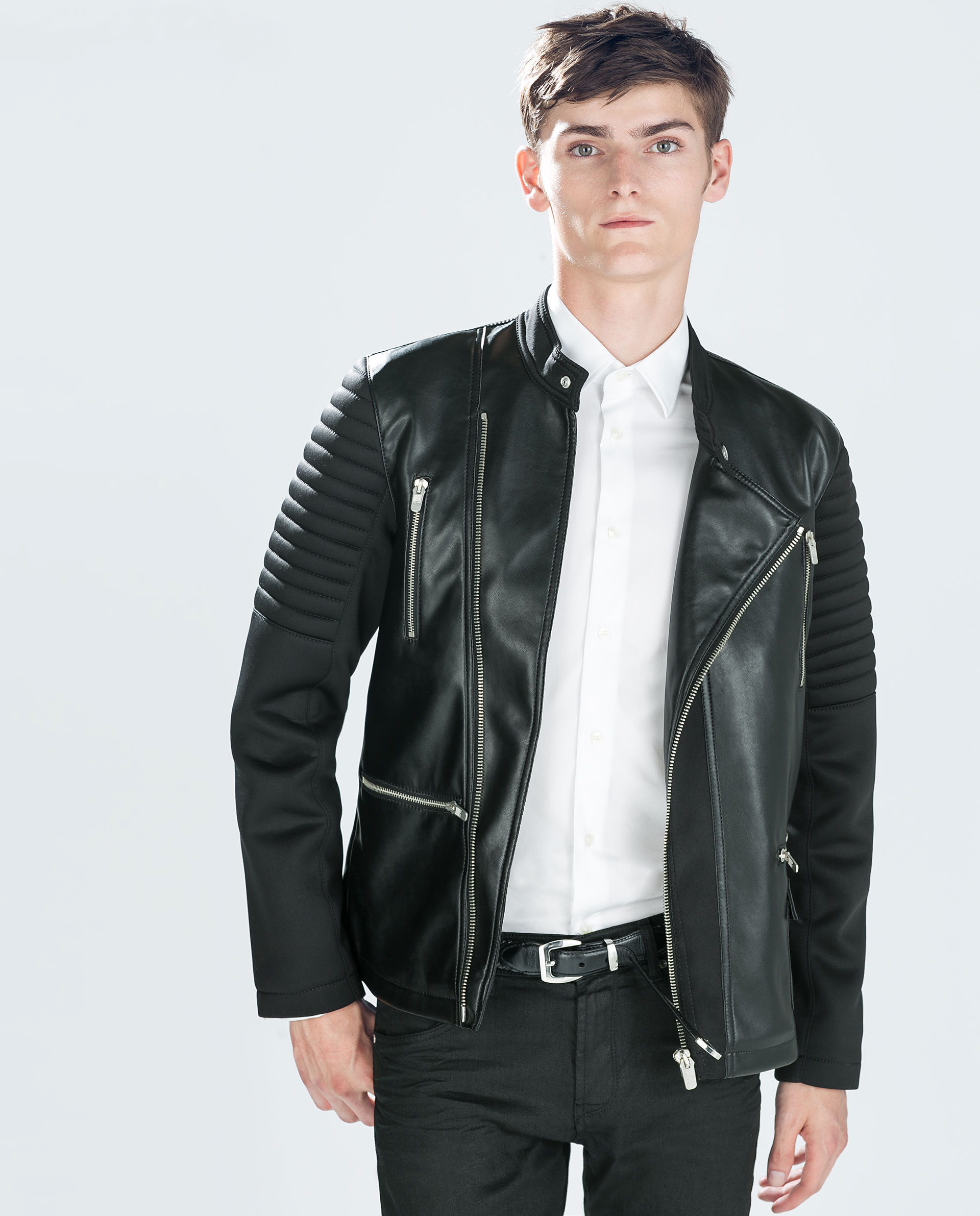 Zara Mens Coats Photo Al The Fashions Of Paradise Zara Jacket With Neoprene Sleeves In Black For Men Lyst