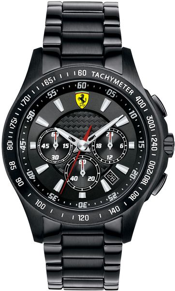 Ferrari Mens Scuderia Chronograph Black Watch With Bracelet in Black ...