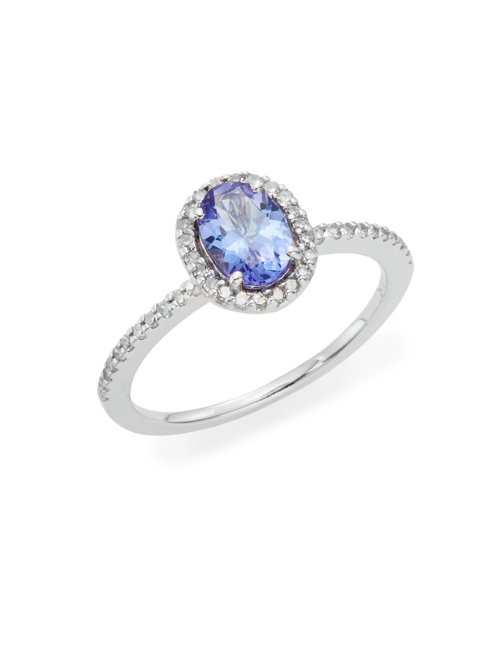 Effy Tanzanite, Diamond & 14k White Gold Halo Ring in Blue | Lyst