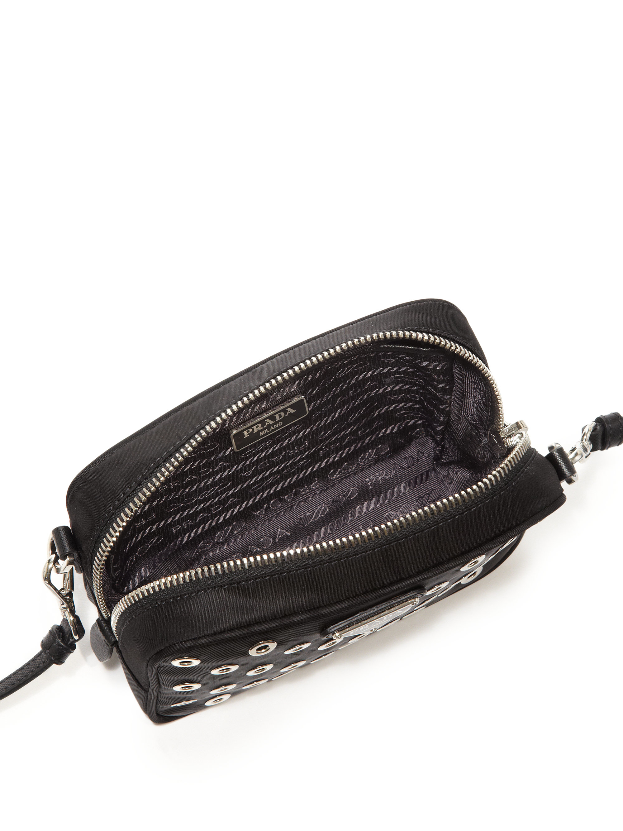 Prada Grommeted Nylon Camera Bag in Black | Lyst